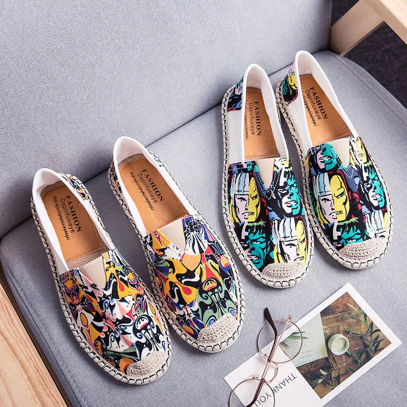 

Summer Linen Breathable Casual Flats Shoes Mens Espadrilles Loafers Fashion Men Canvas Shoes Fisherman Shoe Driving Footwear