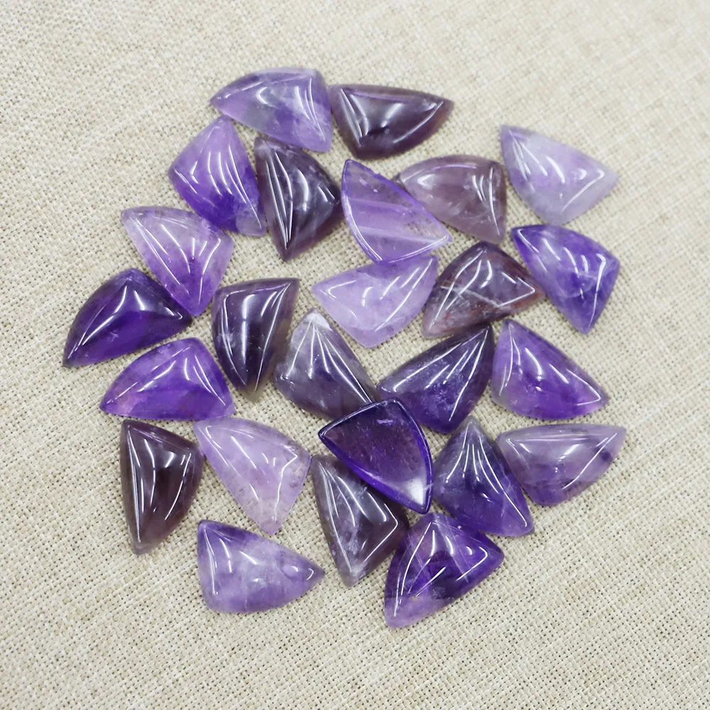 

Natural Amethyst Without Perforated Beads Triangle Ring Face Fashion Bare Stones Jewelry Making Accessories Wholesale 12Pcs/ Lot