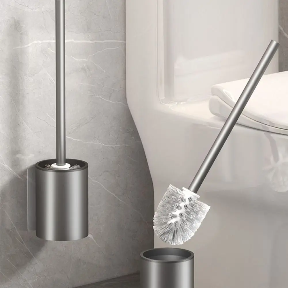 Space Aluminum Toilet Cleaning Brush Wall Mounted Long Handle with Holder