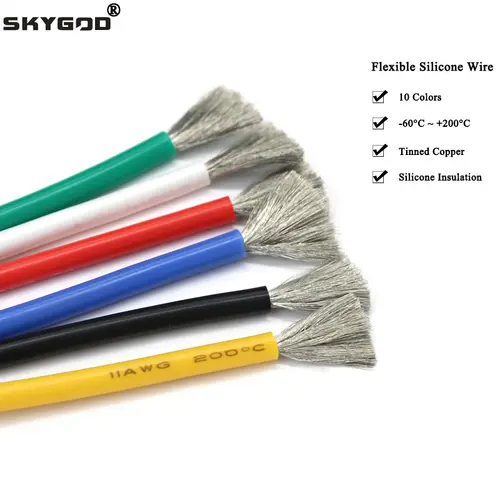 1M/5M Heat-resistant Cable 30 28 26 24 22 20 18 16 15 14 12 10 8AWG Ultra Soft Silicone Wire High Temperature Flexible Copper