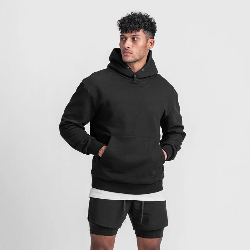 Men Sweatshirt Autumn New Hoodie Sports Fitness Pullover Cotton Loose Oversized Sportswear Gym Running Training Elastic Jacket