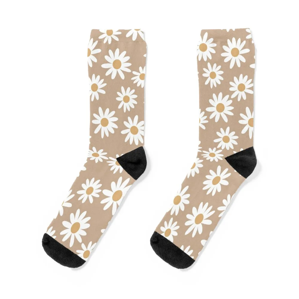 

Light Daisies - daisy pattern, floral, florals, flower, retro, vintage, 70s, camel, brown, rust, earthy, terracotta Socks