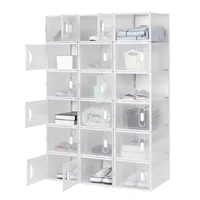 8/12/18 PCS Shoe box Storage Transparent Foldable Plastic Shoe Cabinet 3