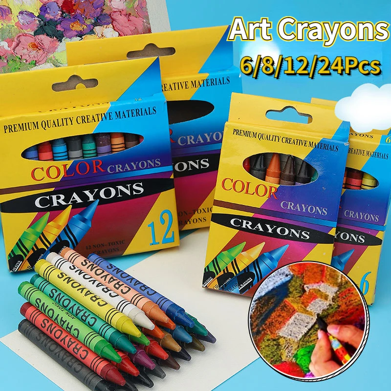 

6-24Pcs Non-Toxic Crayon Oil Painting Stick Kids Student School Supplies Coloring Art Supplies Creative DIY Graffiti Crayons