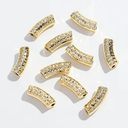 20pcs Gold Hammered Bamboo Tube Beads - 20pcs - 11x34mm (Gold color)
