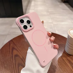 Frameless Matte Slim Phone Case with Magsafe Compatibility and Wireless Charging Support - iPhone 15 (Pink)