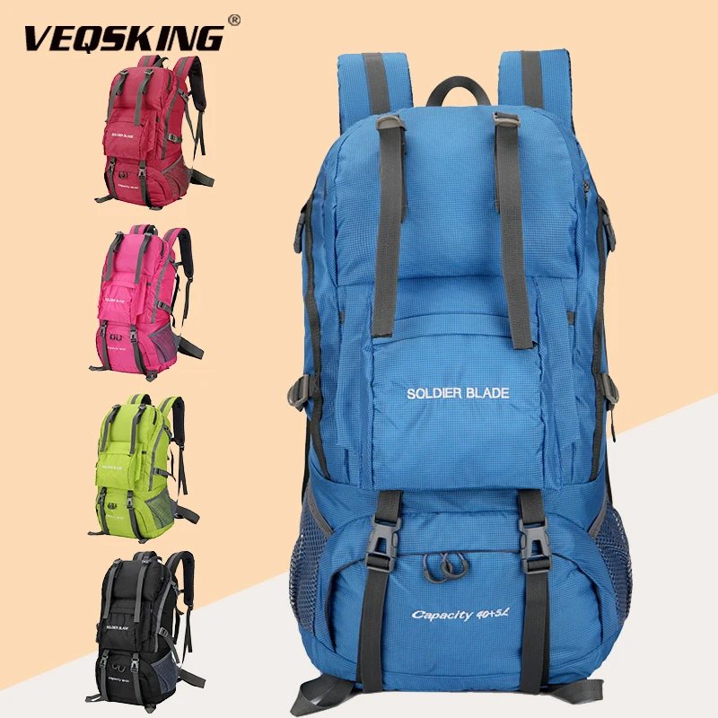 45L Large Mens Womens Waterproof Backpack Rucksack Hiking Camping Bag Travel G 