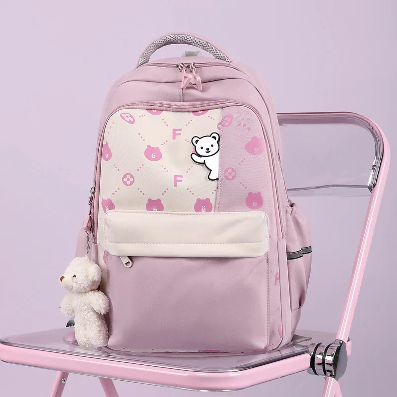 New Women's Backpack Primary School Schoolbag Load Reduction Fashion Less Backpack