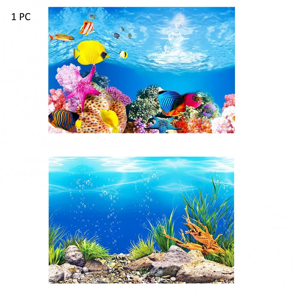 Aquarium Background Poster Ocean Self-adhesive Fish Tank Backdrop Sticker Decor