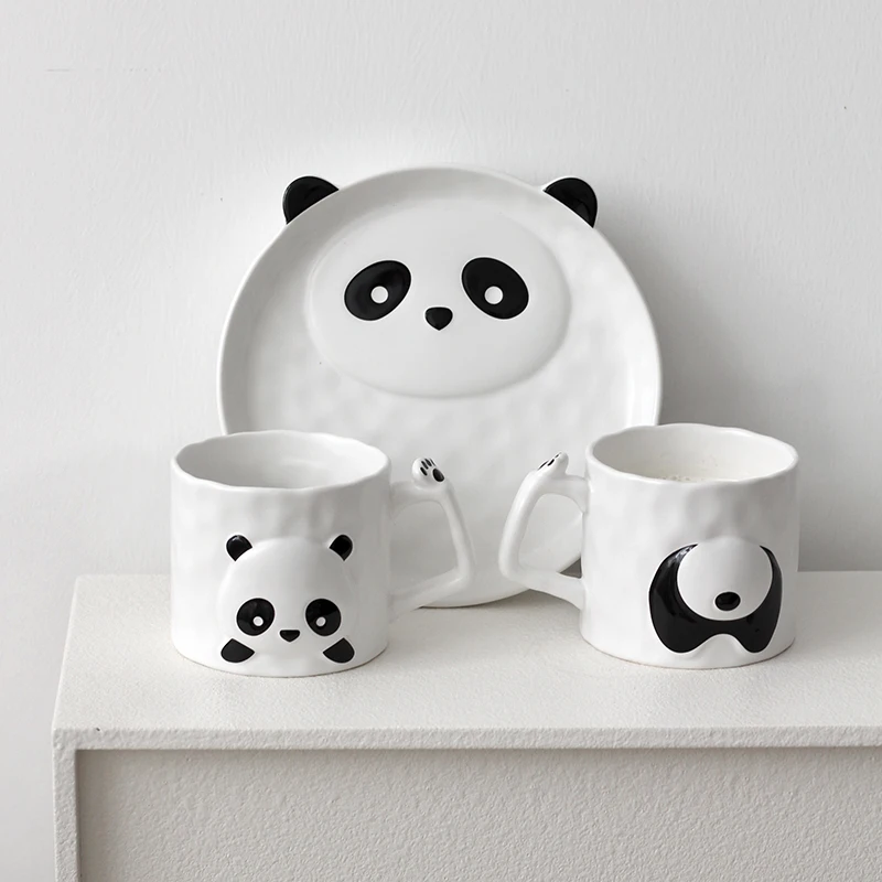 

Mengda Panda Breakfast Plate Home Dish Coffee Oat Yogurt Mug Cute Children's Set