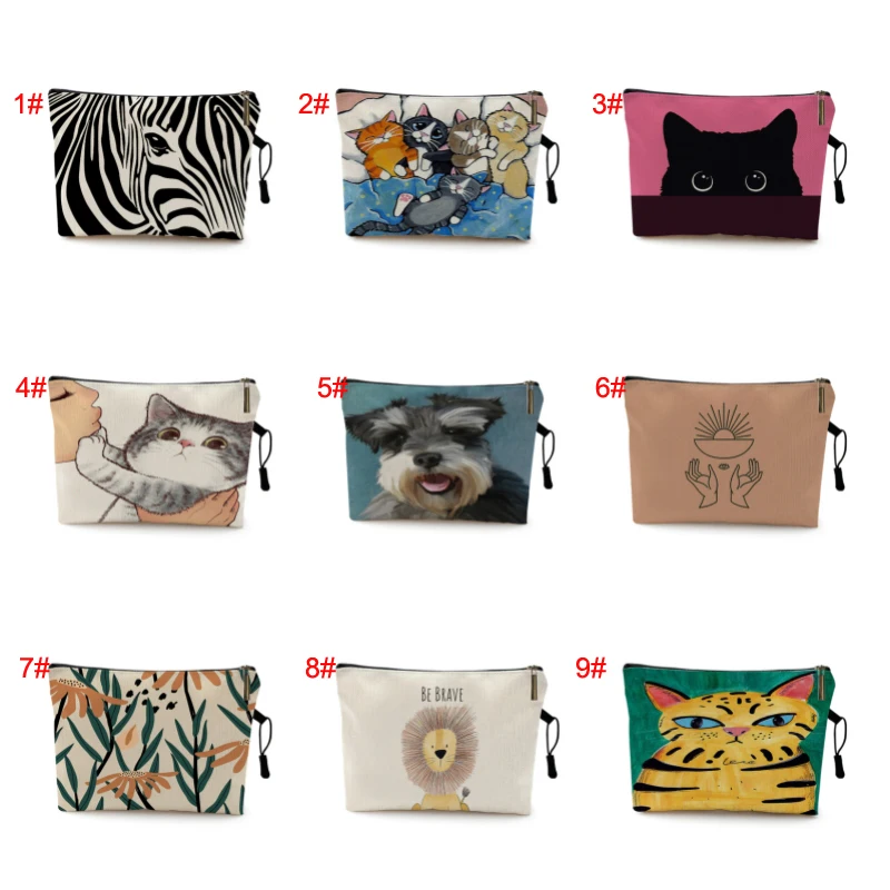 Personalized Cartoon Animal Cat Dog Print Makeup Bag Cosmetic Bag (Limited Sale 5 Orders Each Day )