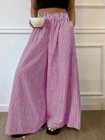 Plus size Europe and the United States cross-border spring and summer  striped pocket elasticated waist wide-leg trous - Image 3