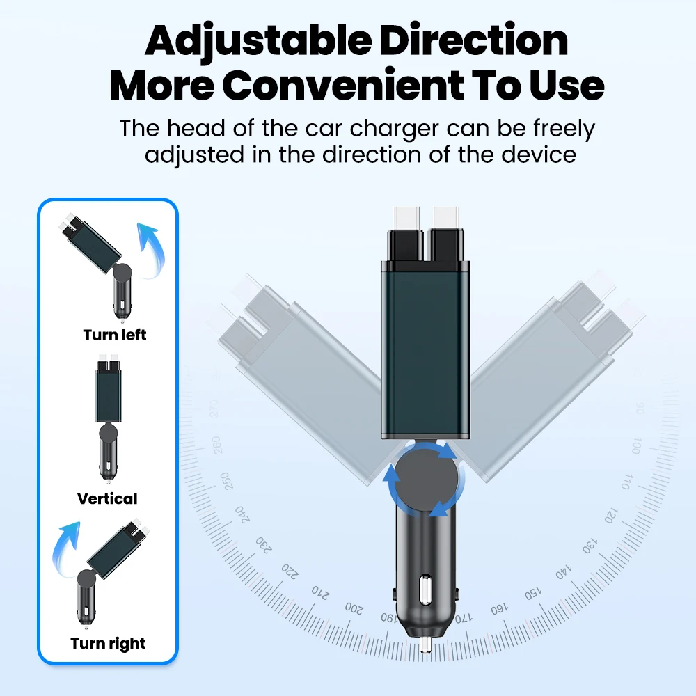 Elough 4 في 1 75 واط شاحن سيارة مع قابل للسحب نوع...