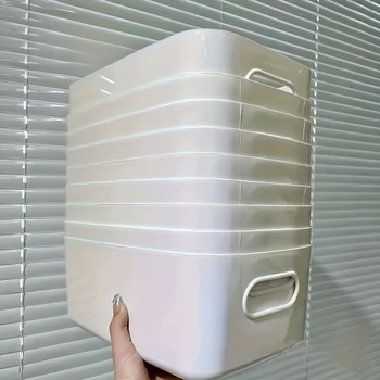 5pcs Stackable Storage Box Set,Rectangular Plastic Organizer Containers,Durable, Reusable,for Kitchen,Bathroom,Dorm Essentials