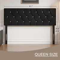Queen Size Tufted Upholstered Headboard, Adjustable Height 39.8" to 49.8", Diamond Button Design, Easy Assembly in Classic Black 2