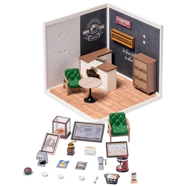 Robotime Rolife Miniature Doll House Kit, 3D plástico Puzzle, Super loja,  Breezy Time Cafe, DIY - AliExpress