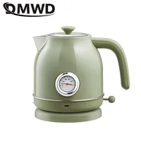 DMWD Household Retro Kettle Electric Water Boiler 1.7L Heating Pot  304 Stainless Steel Tea Pot Potable Coffee Pot Thermometer 1