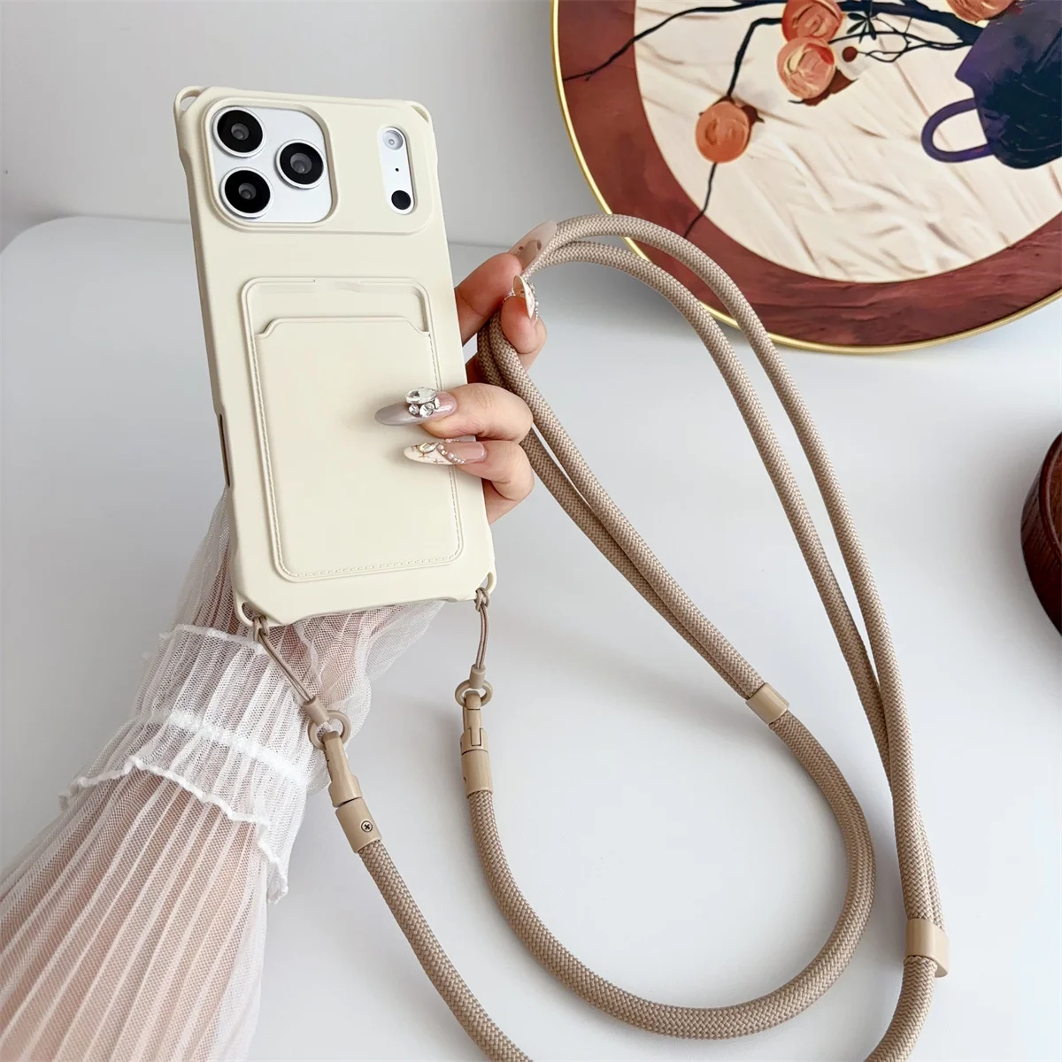 Soft Silicone Crossbody Phone Case with Strap and Card Holder