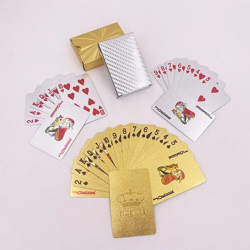24K Gold Playing Cards Plastic Poker Game Deck Foil Pokers pack Magic Cards Waterproof Card Gift Collection Gambling Board Game playing cards plastic playing cards