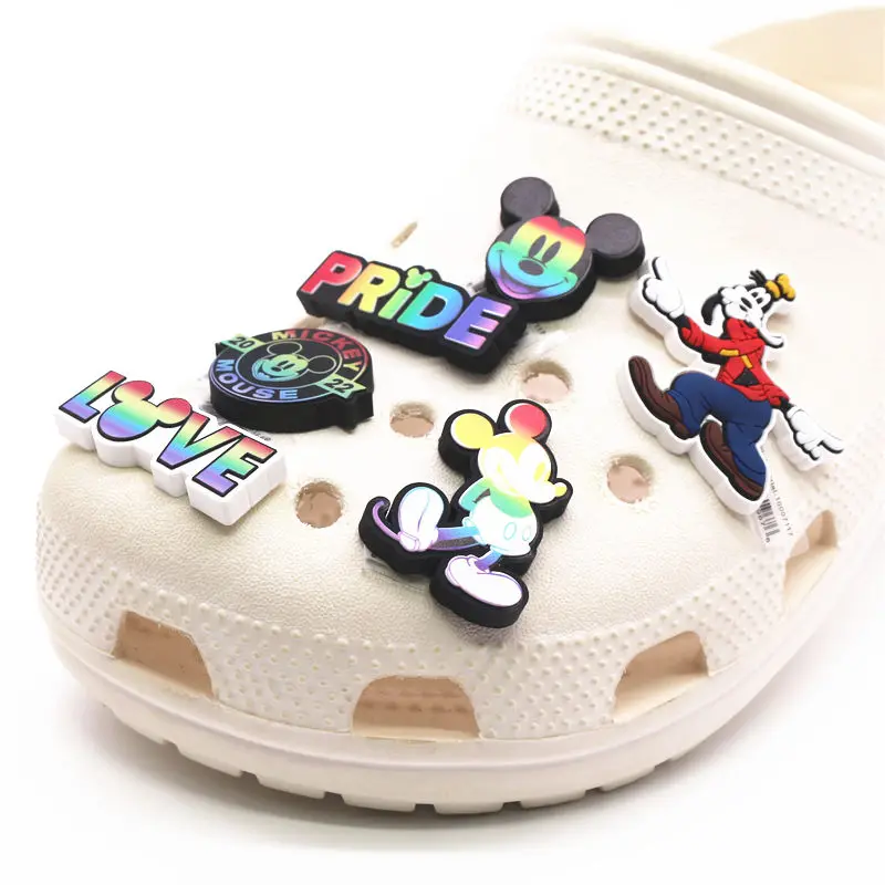 Original Cartoon PVC Shoe Charms Badge Rainbow Mickey Mouse Garden Shoes  Upper Decorations Clog Pins fit Kids Party Gifts - AliExpress