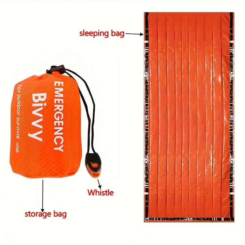 Portable Waterproof Emergency Survival Sleeping Bag Outdoor Edc Camping Gear Thermal Sack First Aid Rescue Kit Mylar Blanket