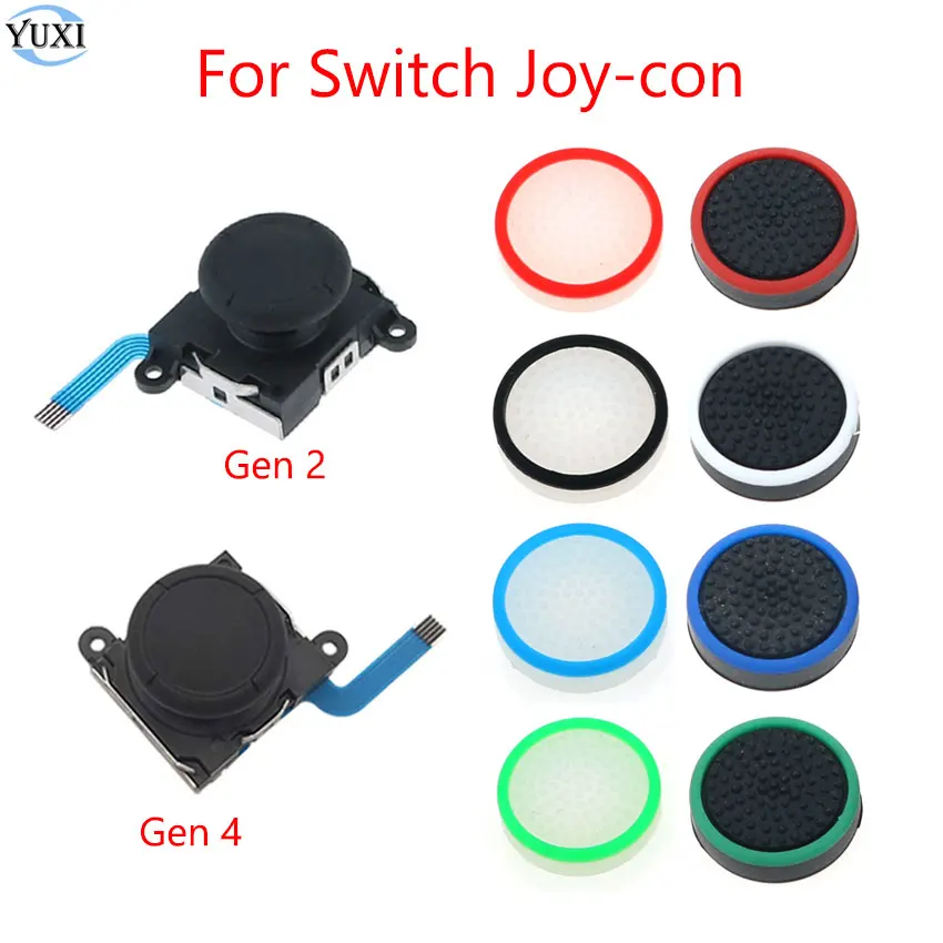 

YuXi 2pcs For Switch Joy-con V2.0 V4.0 Controller Replacement 3D Analog Rocker Joystick For NS Lite Joycon Gamepad