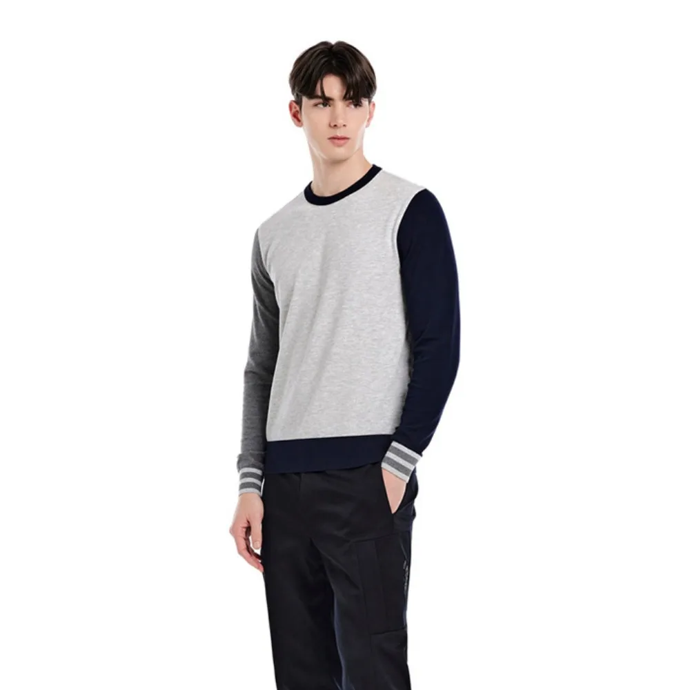 

"Ideal Choice! Men's New Knitted Sweater! Unique Color-blocking Design, Trendy High-end Knitted Top, Versatile for Golf!"