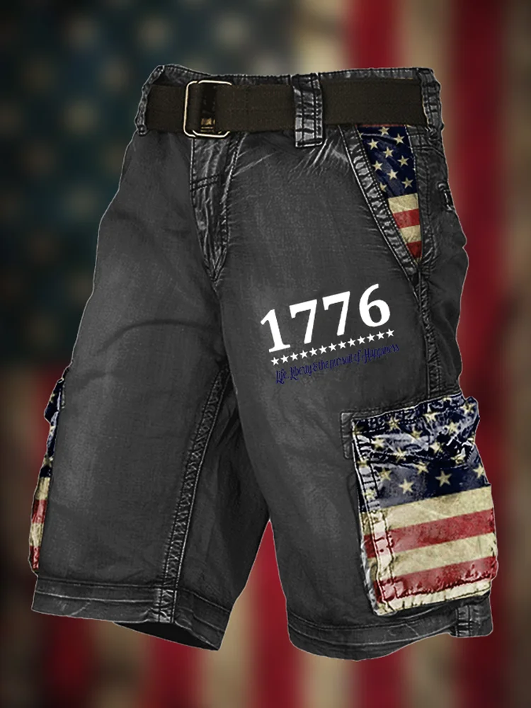 

New Lndependence Day Flag Cargo Pants 3d Printed Men's Shorts Stylish And Comfortable Casual Cargo Shorts Summer