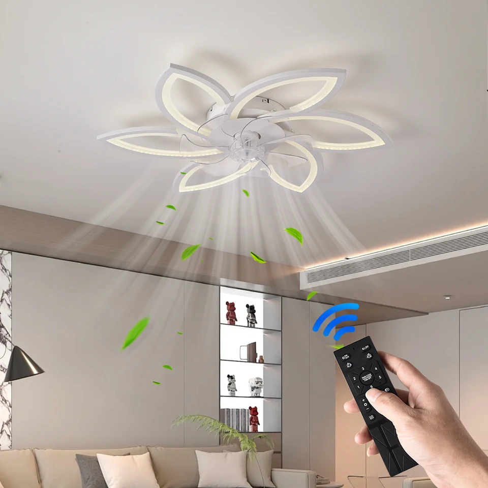 LED Dimmable Petal Ceiling Light – Modern Flush Mount Lamp With Remote Control, White Acrylic And Metal Fixture For Living Room, Bedroom, Dining Room Kids Room - View #6