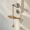 Creative Wooden Fish Car Ornament with Bell Ultra-thin Pollack Door Pendant Hangable Fish Wall Art Home Decor 2