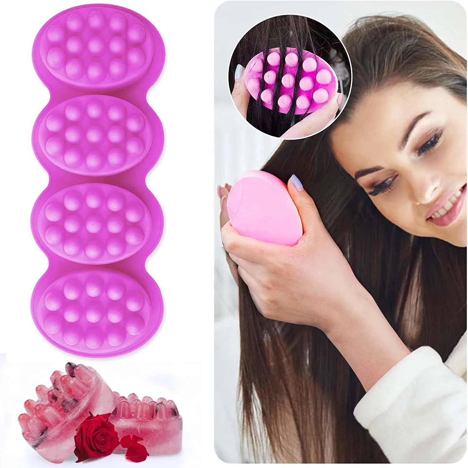 Soap Molds Scalp Massage Comb Silicone Mould Handmade Hair Masks Brush for Salon Spa at Home DIY Scented Ice Candle Making Supp