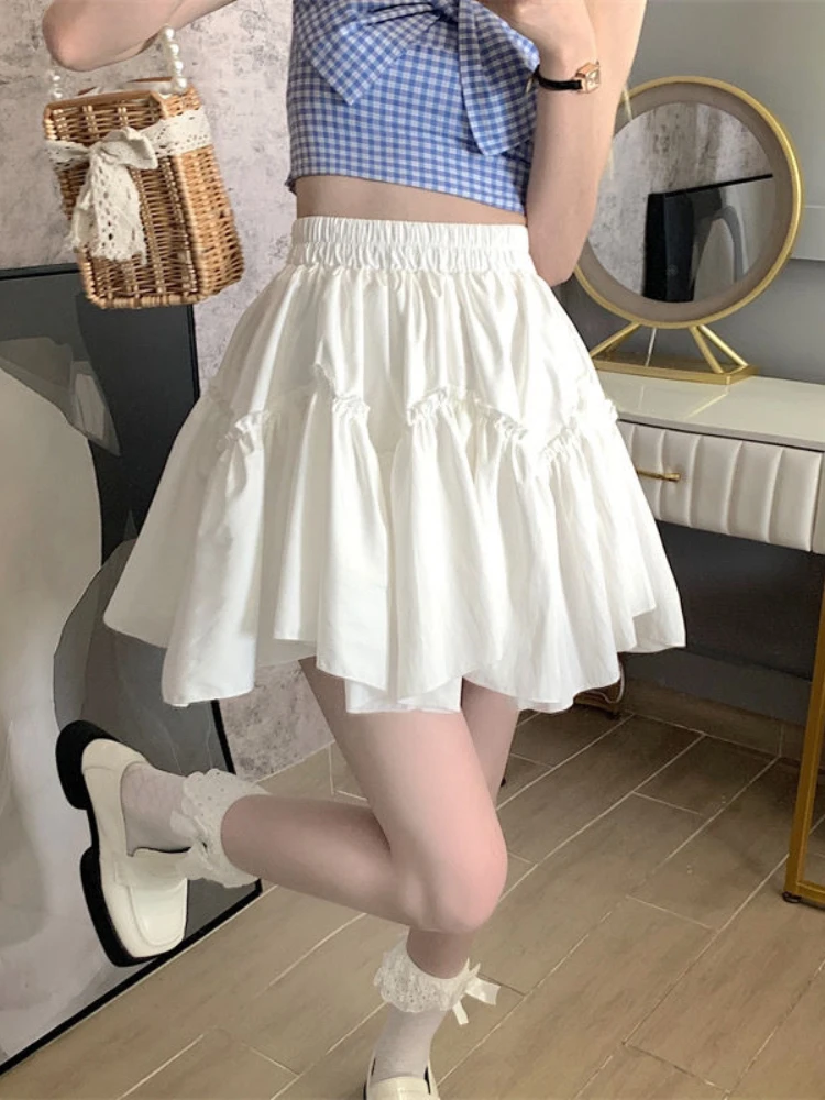 Em promoção! 2023 Coreano Moda Laço Branco Mini-saia Para As Mulheres, A  Menina De Uma Linha De Saia Curta Kawaii Bonito Estilo Preppy Estudante De  Cintura Alta Roupas