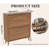 Shoe Storage Cabinet for Entryway with 2 Flip Drawers, Narrow Wood Shoe Cabinet with Fluted Panel, 2
