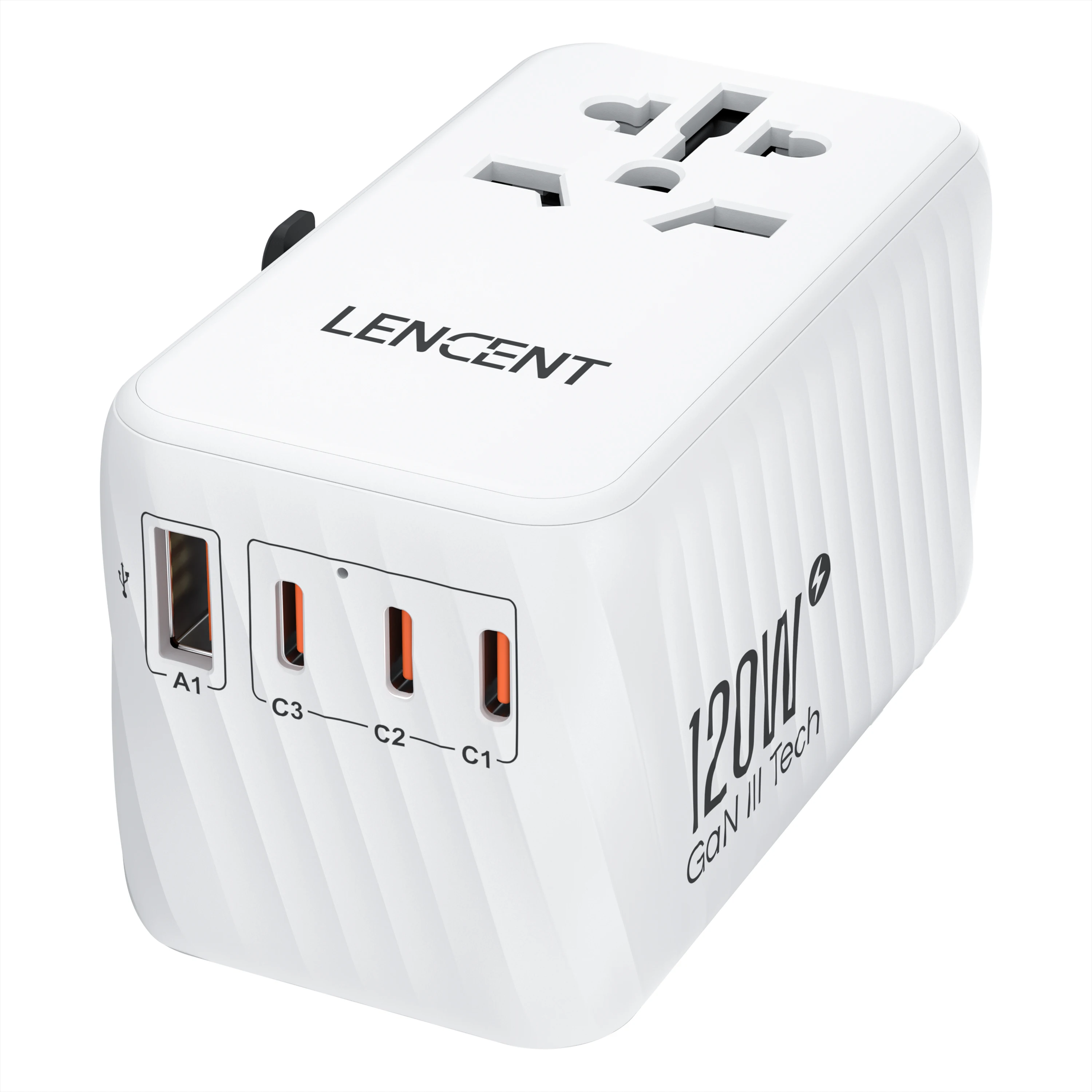 LENCENT 120W Kan nyelv Univerzális utazási Adapter with1 USB-A+3 type-c  Alatámaszt PPS , PD3.0 gyorsan töltő EU/UK/USA/AUS dugasz számára utazási