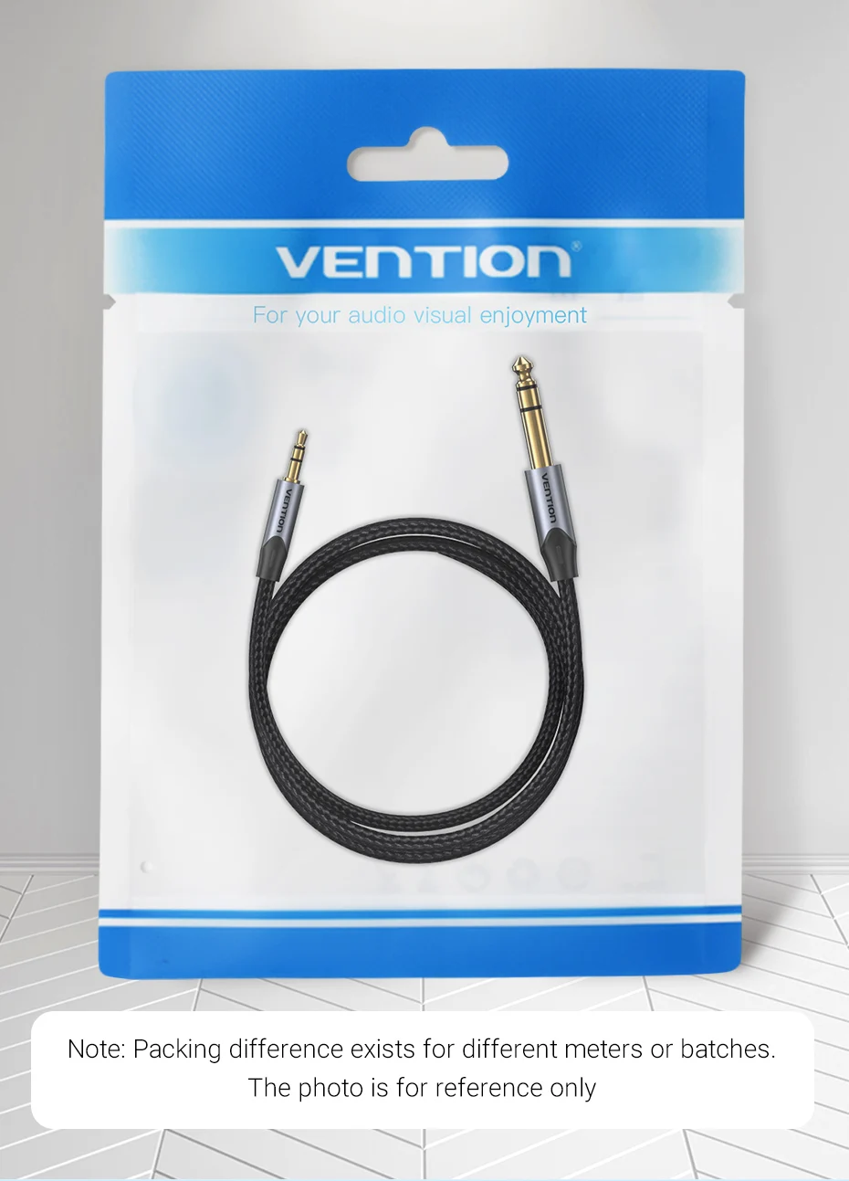3.5 to 6.5 Jack Audio Cable Adapter for CD Player Speaker Guitar Amplifier TRS A