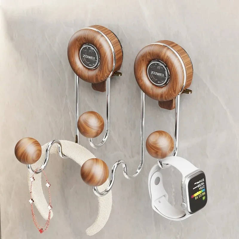 Household Original Wood Color Suction Cup Model Hooks Behind The Door Bedroom Bathroom Multifunctional Strong Hooks
