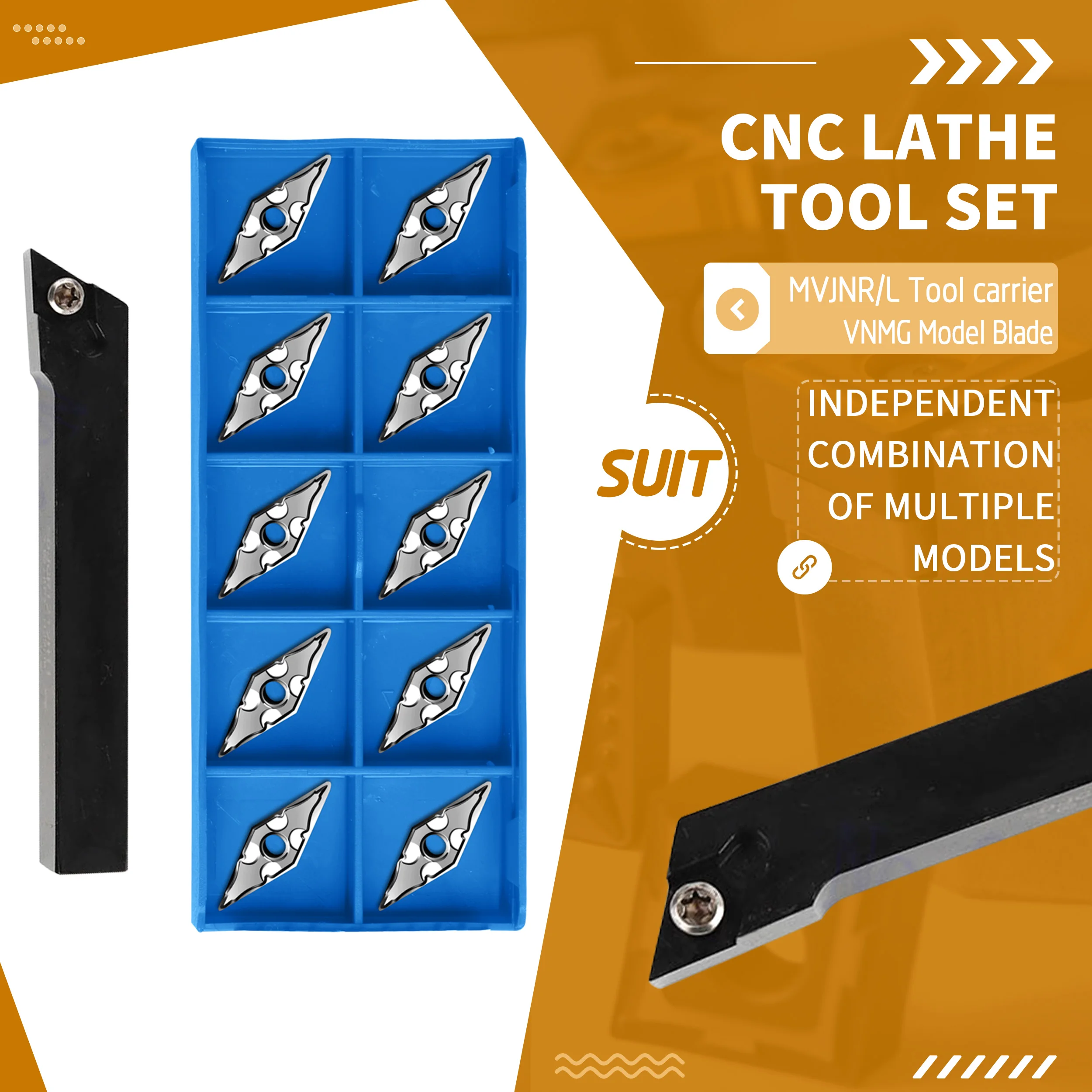 

1Pcs MVJNR1616K16 MVJNR2020K16 MVJNR2525M16 Lathe External Turning Tool Holder +10pcs VNMG CNC Carbide Inserts Impact Resistance