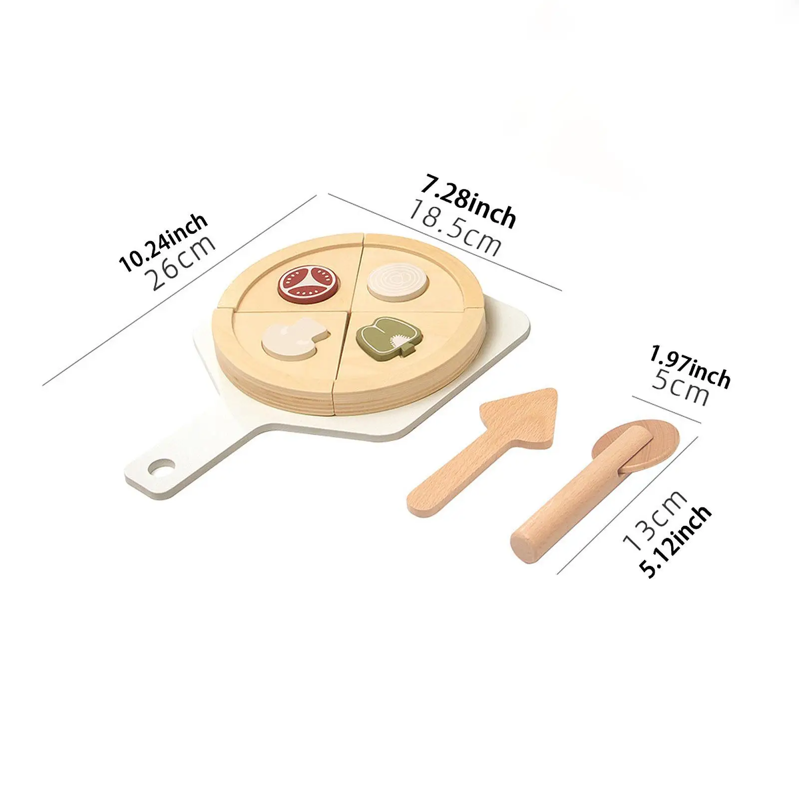 Wooden Pizza Toy Wood Cooking Toys Education Cutting Food Play Toy Kitchen Accessories Kitchen for Boys Girls Aged 3-8