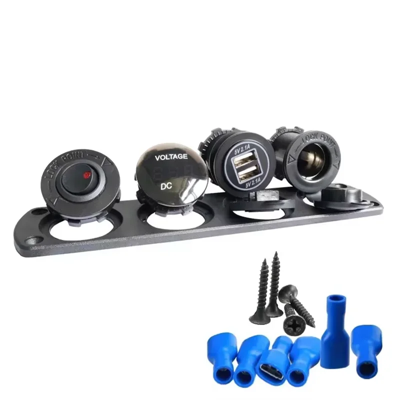 4 in 1 pannello Dual QC 3.0 caricabatteria da auto USB presa di corrente voltmetro presa accendisigari interruttore per auto Marine Boat RV Truck  34