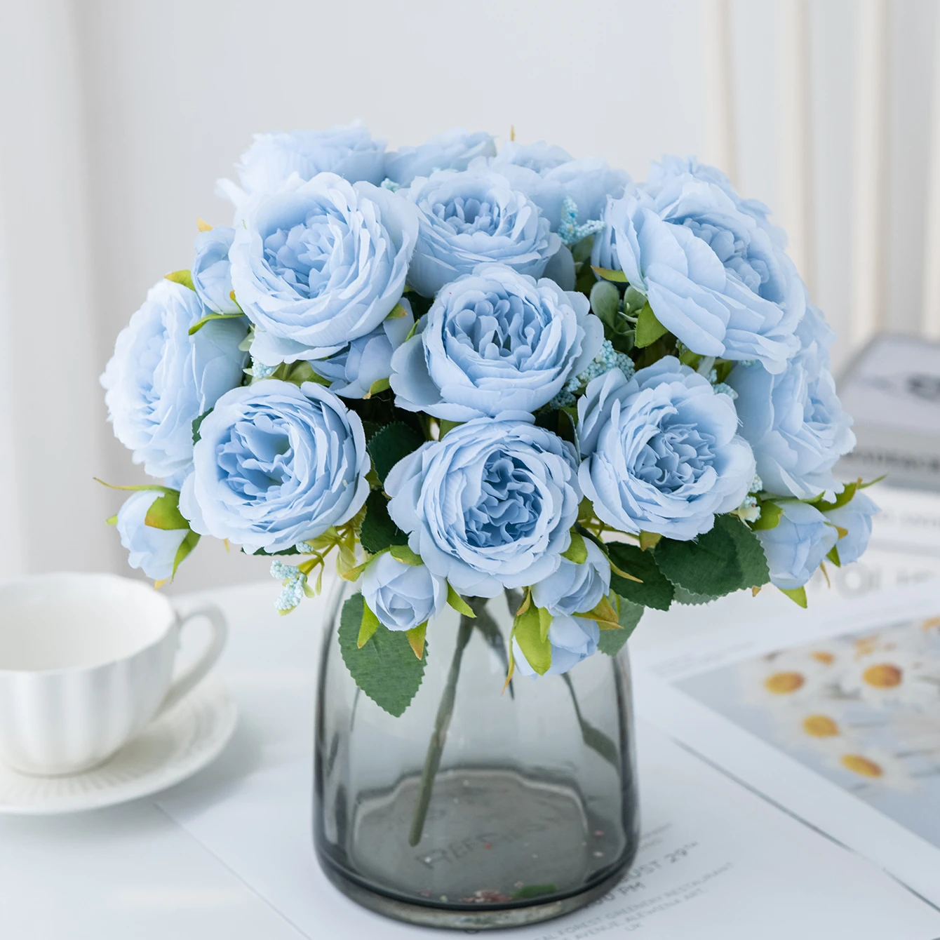 Elegant White Silk Peonies for Home and Event Decoration