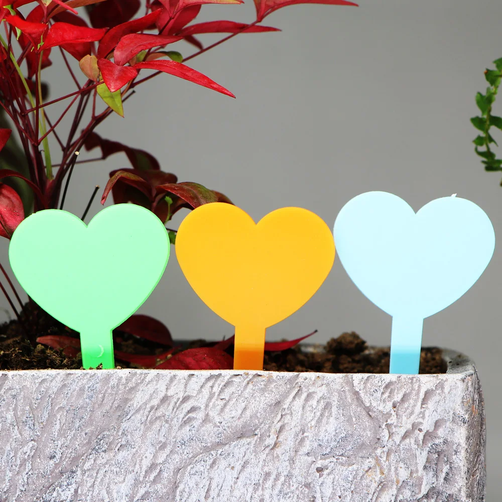 30-100PCS Garden Heart Shape Label Plastic Plant Waterproof Tag Flower Nursery Potted Anti-UV Thickened Writable Marker Stake