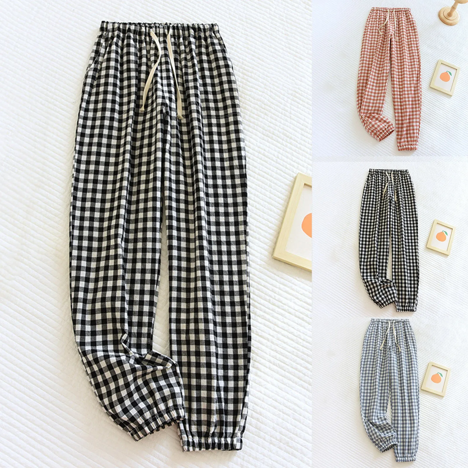 

Spring/Summer Checkered Pajama Pants Women's Pants Loose And Comfortable Large Size Japanese Style 2000s Clothes Sweatpants