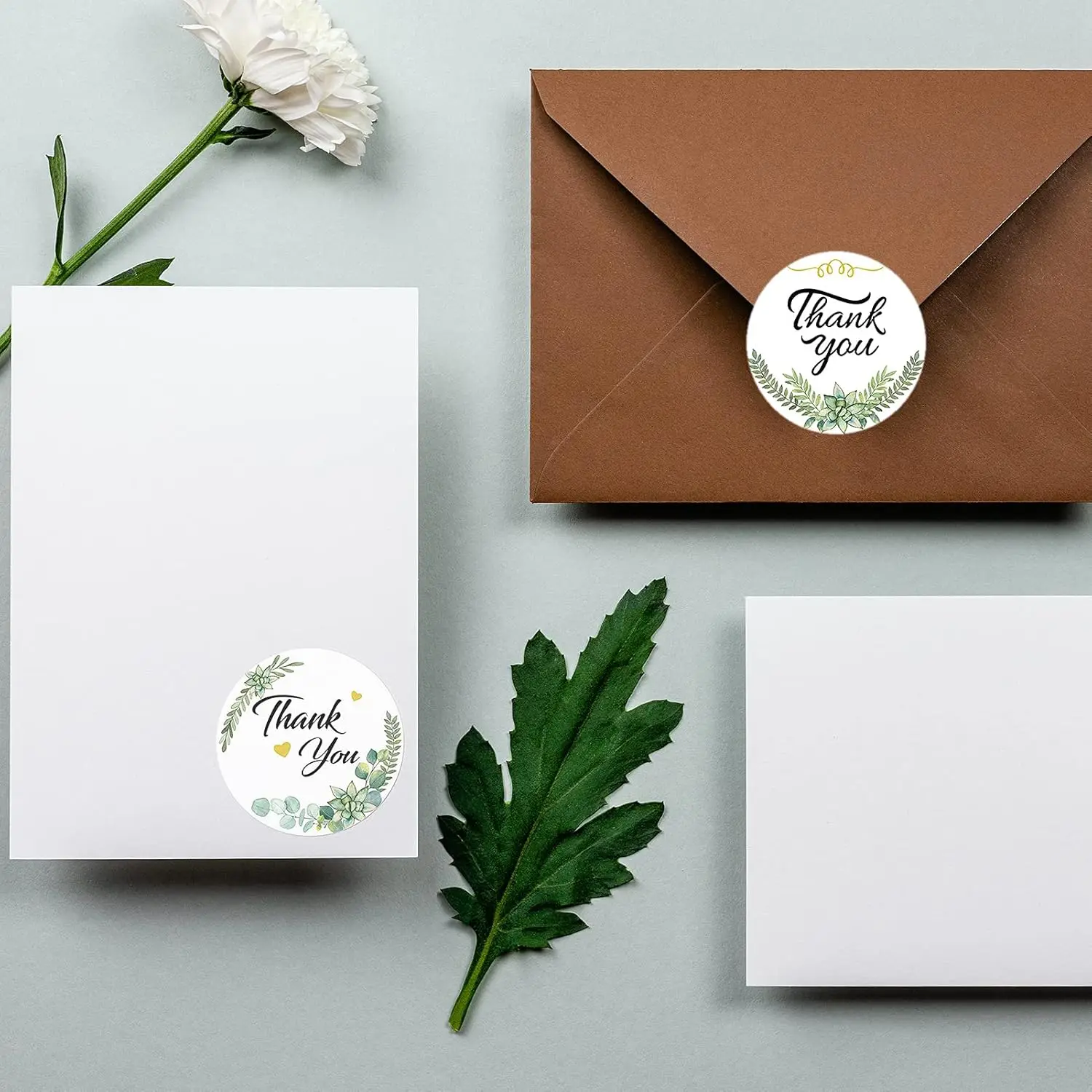 500pcs 1inch Green Thank You Stickers For Envelope Sealing Labels Stationery Supplies Handmade Wedding Gift Decoration Sticker