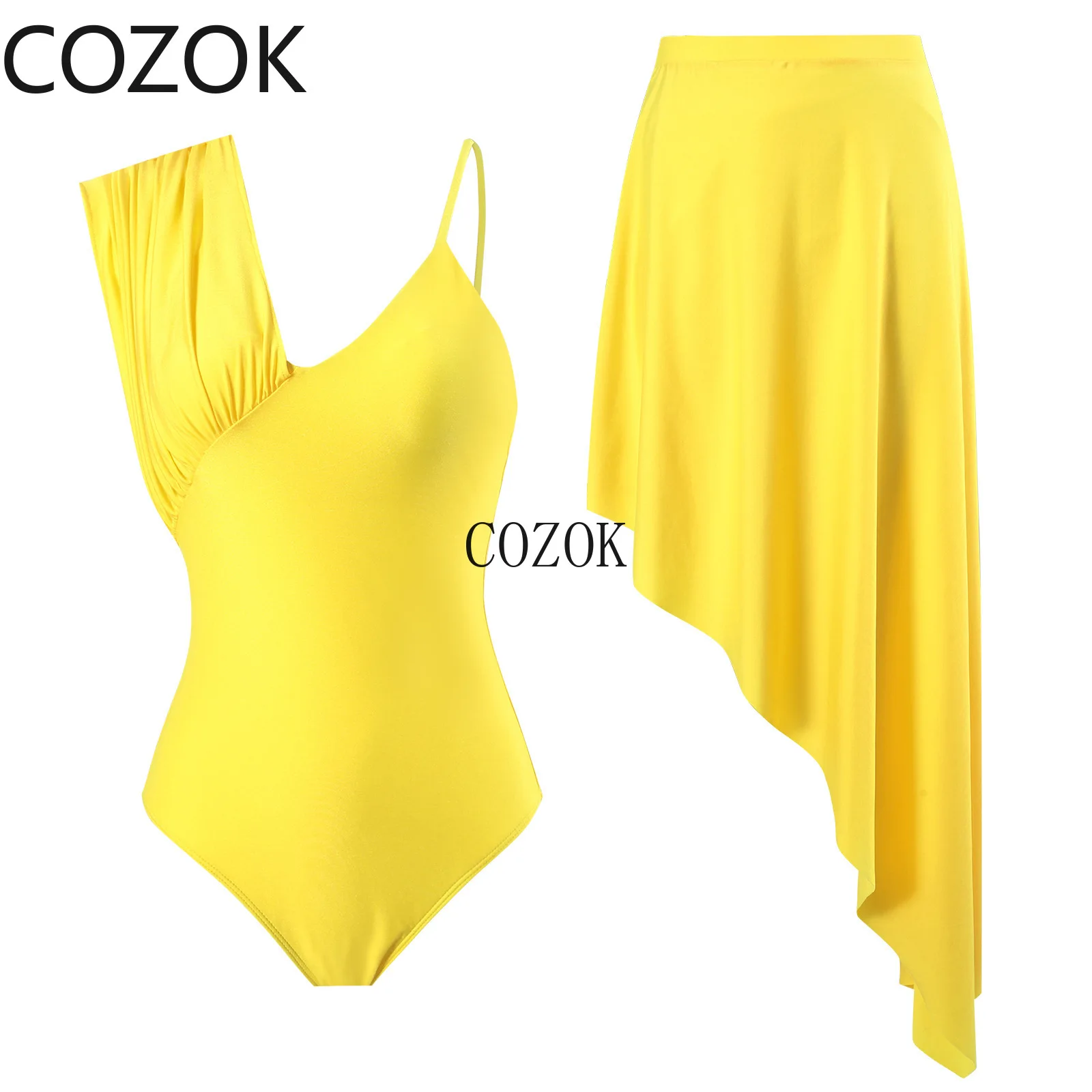 

2024 New Solid Color Sexy One-piece Swimsuit Women's Tight Conservative Spa Vacation Swimsuit Set Bathing Suit Women