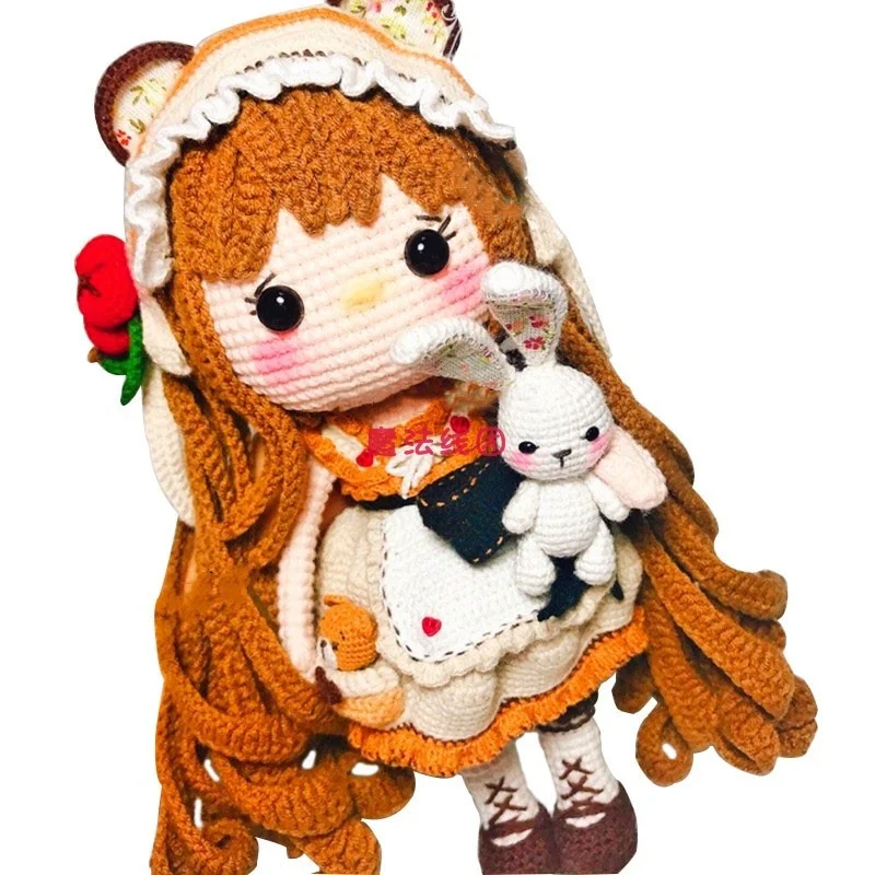 Magic Yarn Ball Crochet Needle Doll Series Cute Girl Handmade DIY Doll Material Kit Cotton Yarn Thin for Clothing Fabric