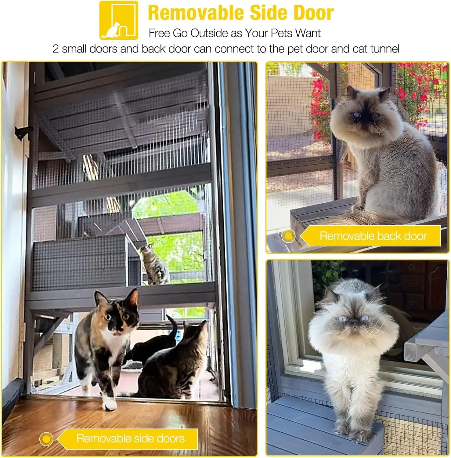 Catio Outdoor Cat Enclosure Large Cat House for Mulitiple Cats Walk in Kitty Cage with Tarp Roof 70"