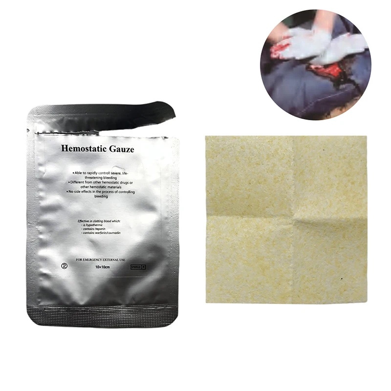 Chitosano Arterioso Emostatico Garza Combattimento Emergenza Trauma Solubile Tattico Militare Kit Di Pronto Soccorso Medicazione Medica