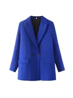 Femmes Chic bureau dame Double boutonnage Blazer Vintage manteau mode col cranté à manches longues dames vêtements d'extérieur hauts élégants 6