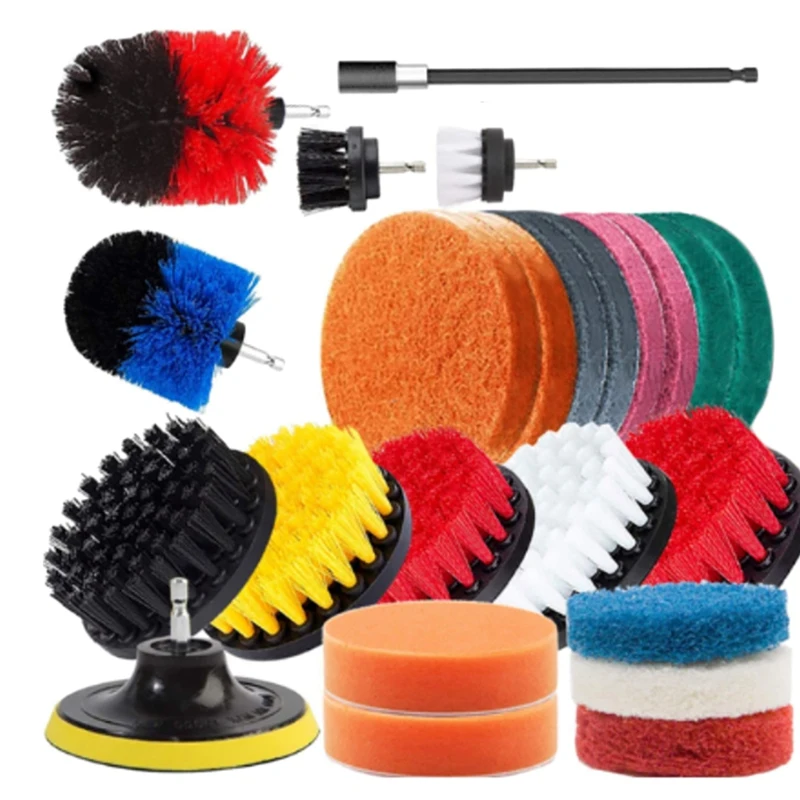 25 Pcs Drill Brush Attachments Set,power Scrubber Brush With Extend