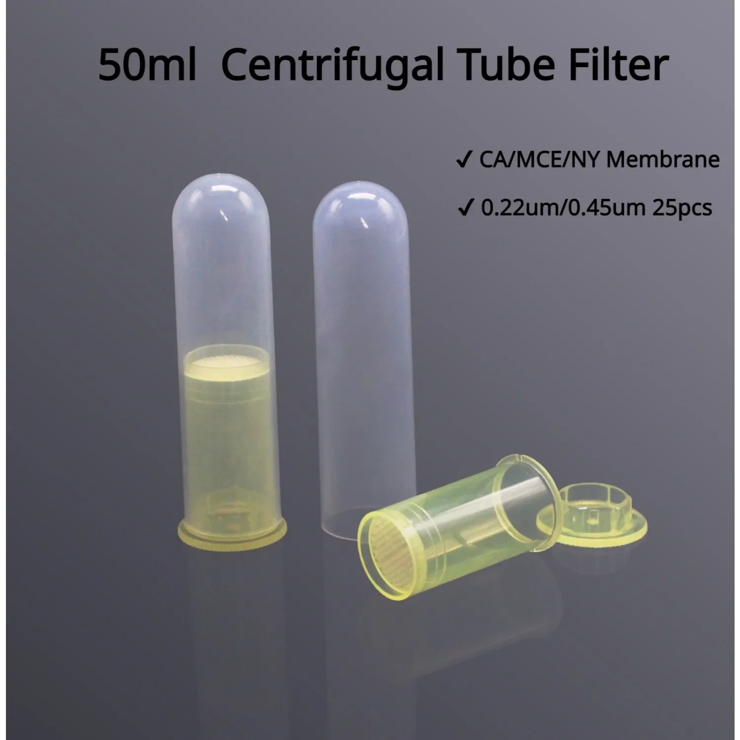 LABSELECT 50ml Centrifugal Tube Filter CA/MCE/NY Membrane 0.22um 0.45um Removes Impurities Bacteria Microcentrifuge Tube 25pcs